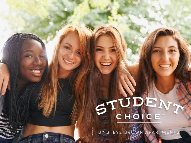 Four young ladies with the Student Choice logo superimposed on the image.